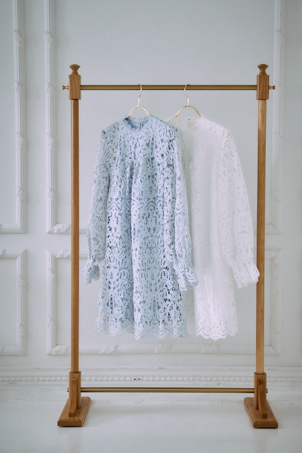 Embroidery lace mini one piece -Alice blue- – Meline M