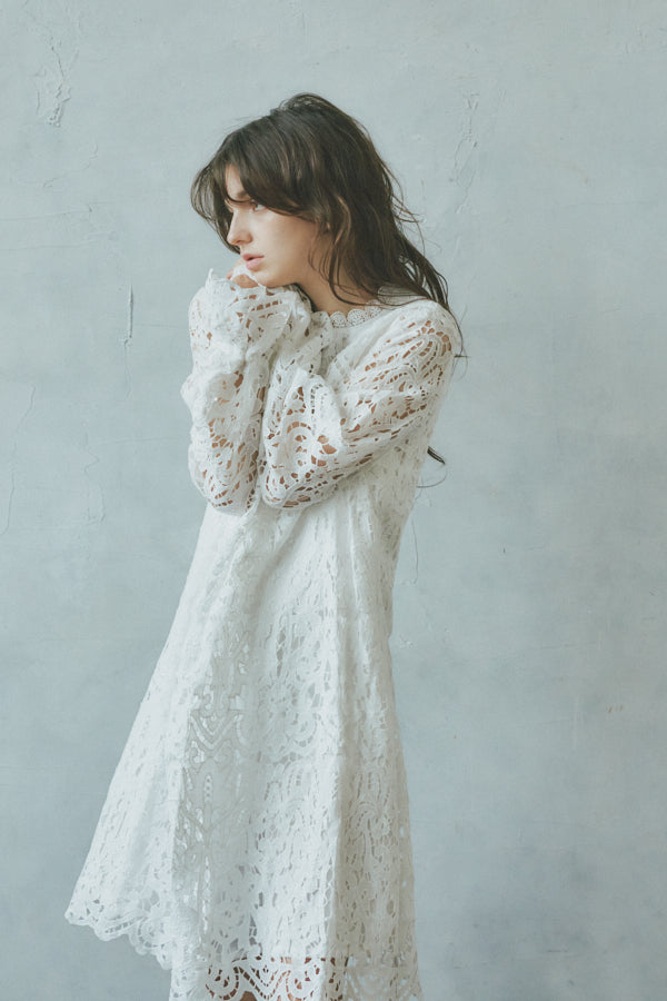 Embroidery lace mini one piece -White- – Meline M