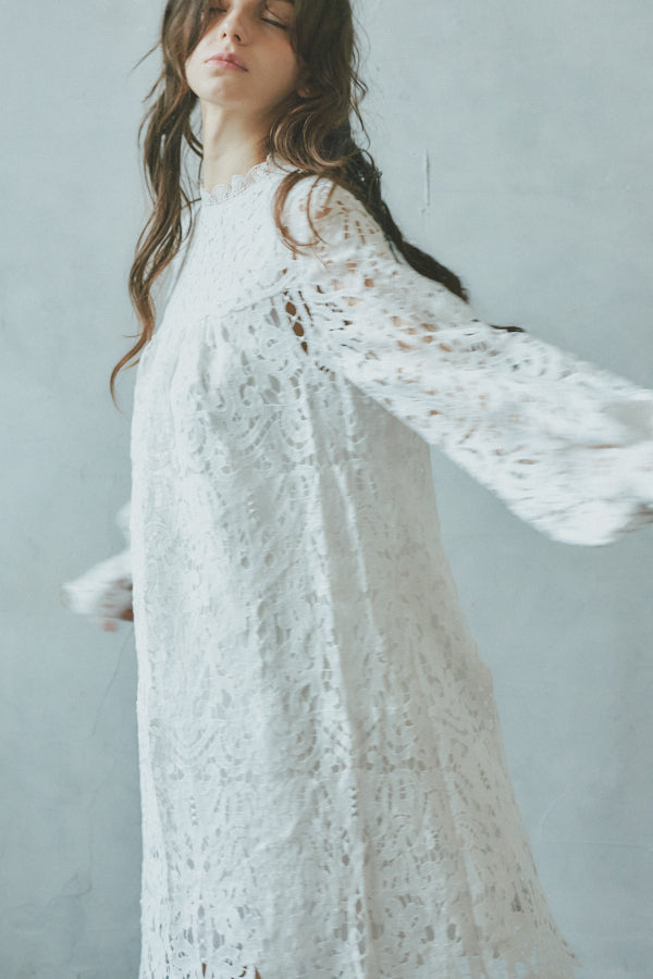 Embroidery lace mini one piece -White- – Meline M