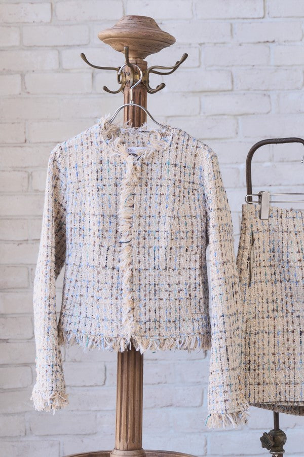 Fringe Tweed Jacket -Antique white- – Meline M