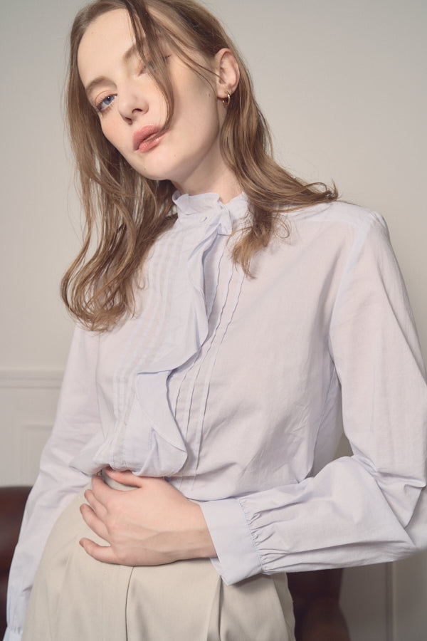 Stand frill blouse  -Alice blue-